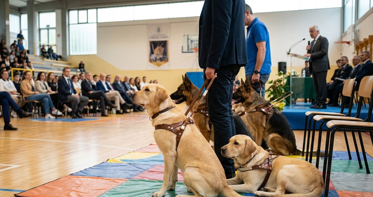 Cani guida e bastoni bianchi, al “Verona Trento” la consegna degli ausili per l’autonomia